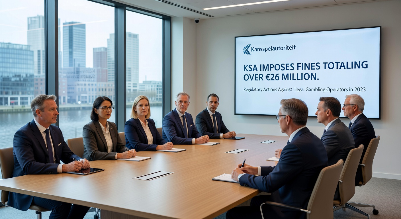 Grafiek met boetebedragen van de KSA, inclusief record van 24 miljoen euro voor Novatech, en sites als Qbet.com