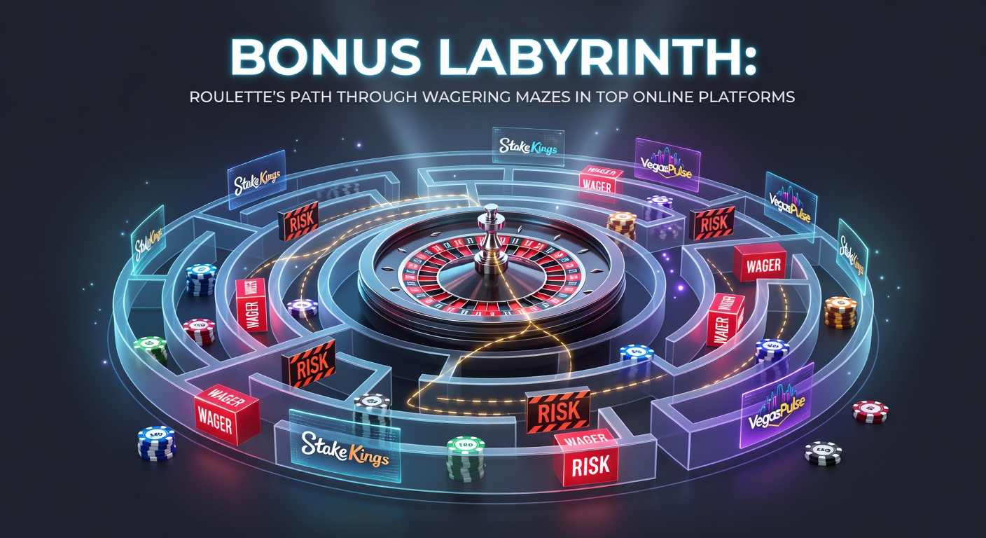 Roulettewiel met gloeiende bonuspaden die door een labyrint van inzetvereisten leiden, symboliserend de complexe navigatie in online casino's