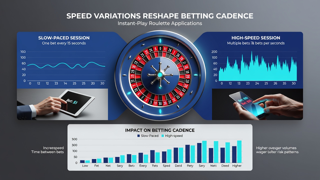 Grafiek van roulette spinsnelheid versus inzetfrequentie over meerdere sessies