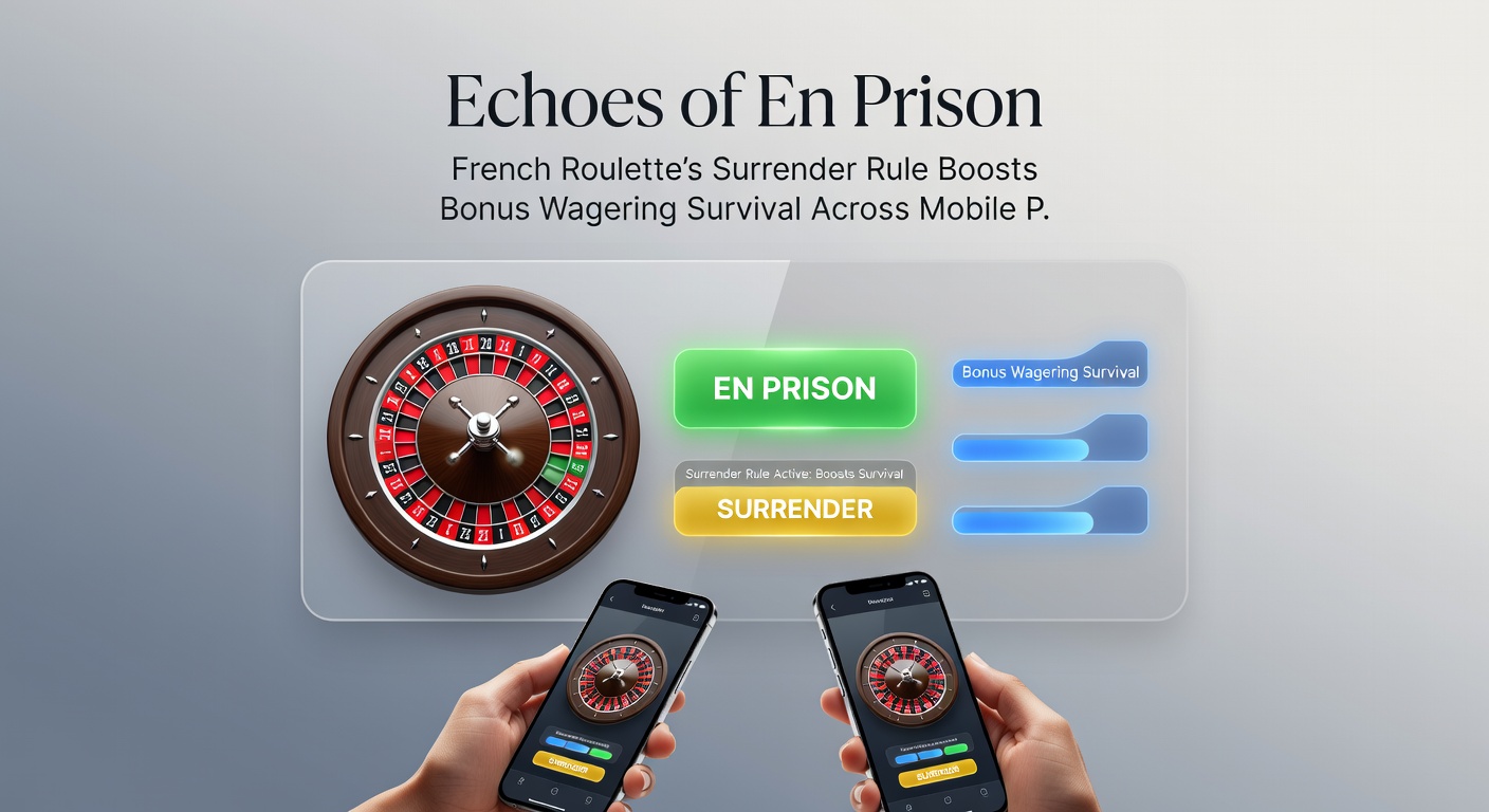 Mobiele app met Franse roulette sessie, En Prison geactiveerd op een live dealer tafel, fiches half teruggegeven via La Partage