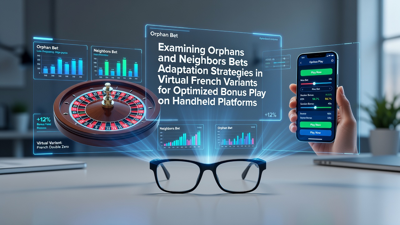 Virtuele Franse roulette tafel met Orphelins- en Voisins-inzetten op een handheld platform