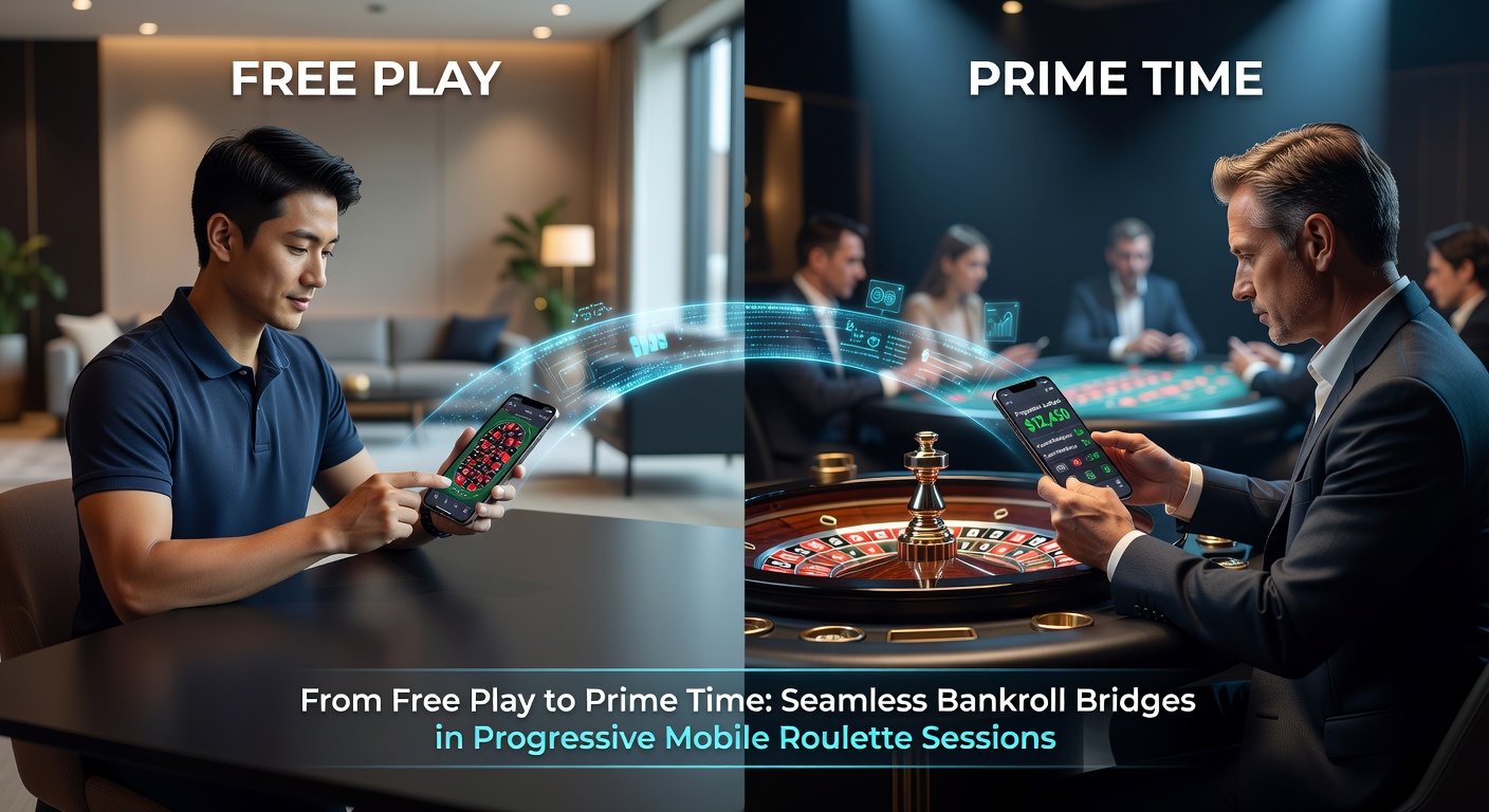 Grafiek met bankroll-curves van demo naar live roulette, met progressieve lijnen en volatiliteitspeaks op mobiel scherm