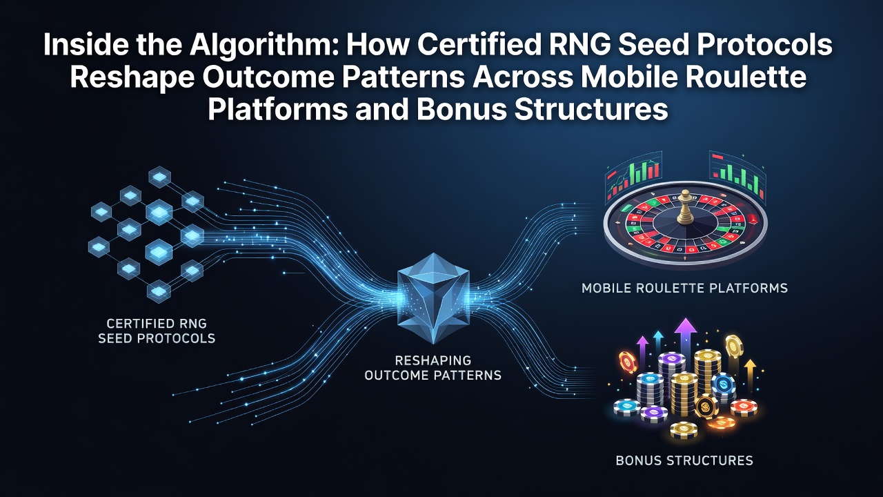 Diagram van RNG-seedprotocollen in mobiele rouletteplatforms met visuele representatie van zaadwaarden en uitkomstpatronen