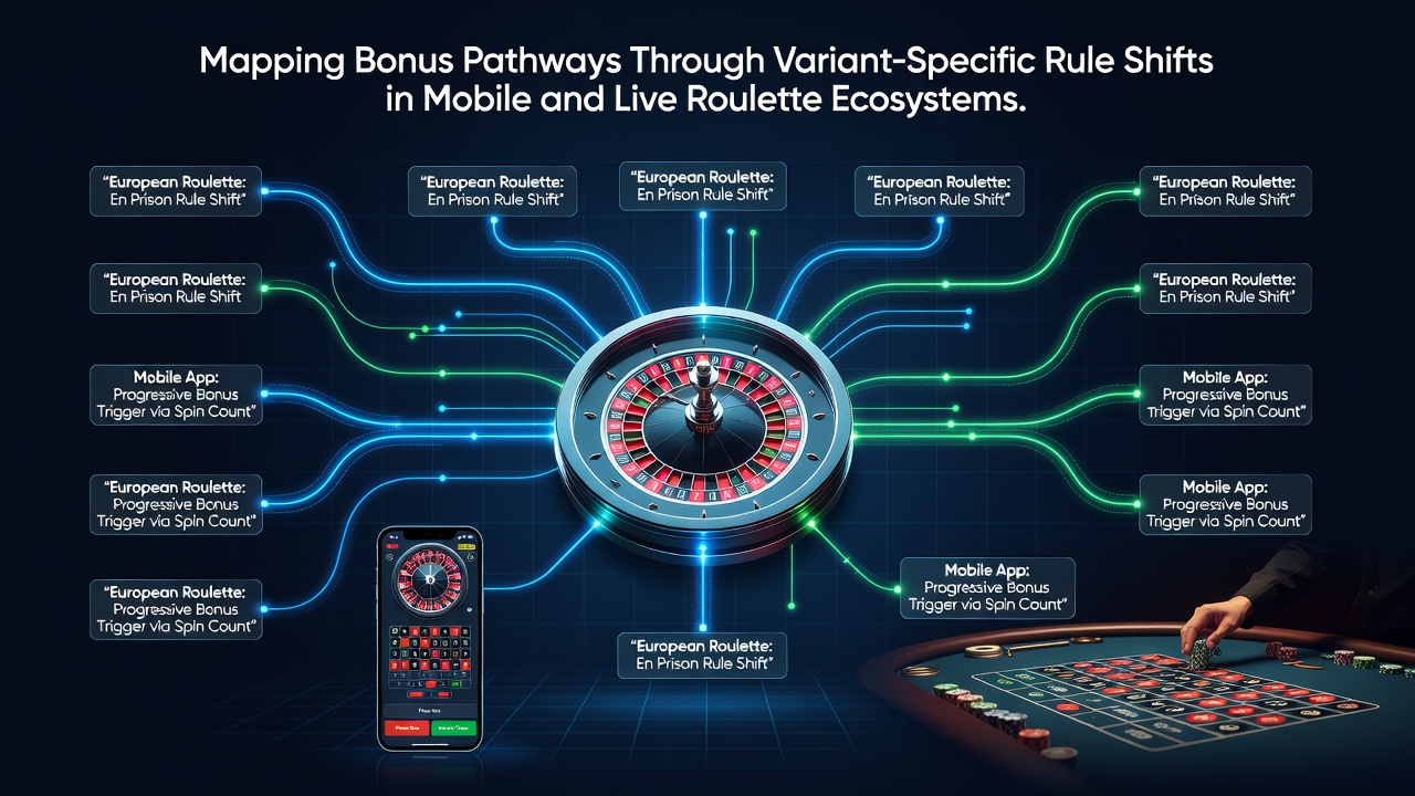 Diagram van bonuspaden en regelshifts tussen mobiele en live roulette varianten