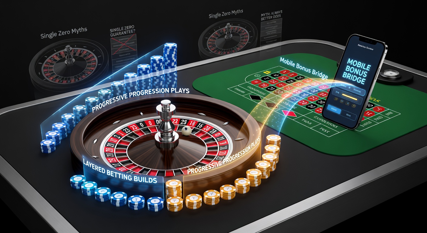 Amerikaanse roulette wiel met dubbele nul en progressieve inzetstructuren op een mobiel scherm