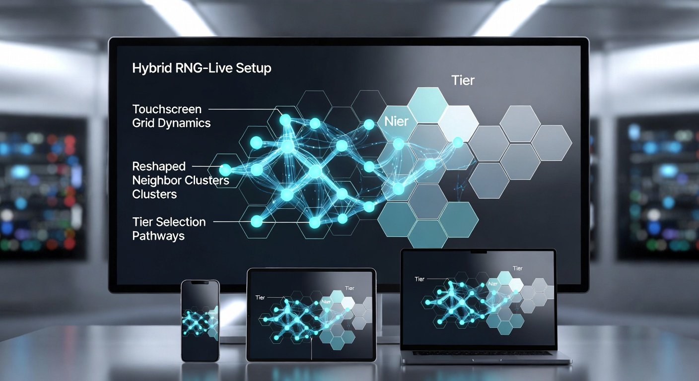 Touchscreen grid interface showing sector mapping on a hybrid RNG-live roulette setup across mobile and desktop formats