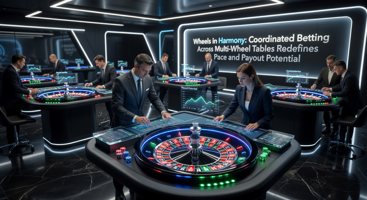 Schermafbeelding van een multi-wheel roulette interface met live dealers en synchroon draaiende wielen, illustrerend gecoördineerde inzetopties