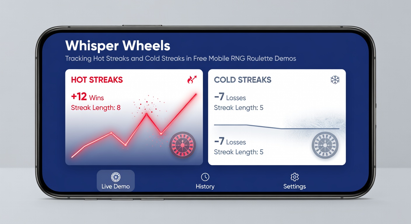 Grafiek met hot en cold streak patronen in een reeks RNG-roulette draaien op een mobiel scherm, inclusief statistische markeringen